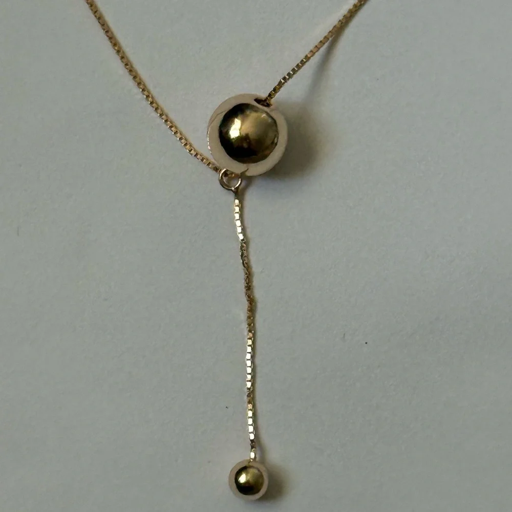 925 Silver bead balls chain necklace 18k yellow gold plated trendy trending